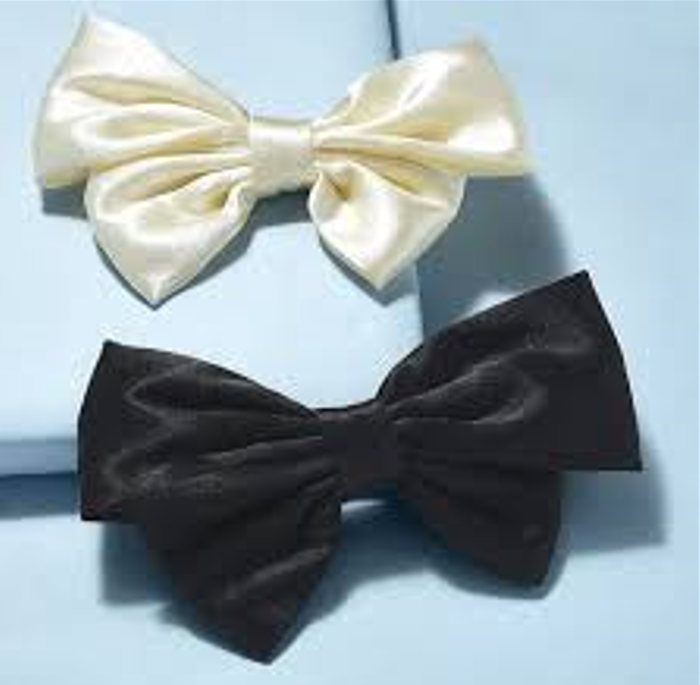 A Tiny Moppet-Satin Bow Barrette B&W | Count 2 - ATM-0100