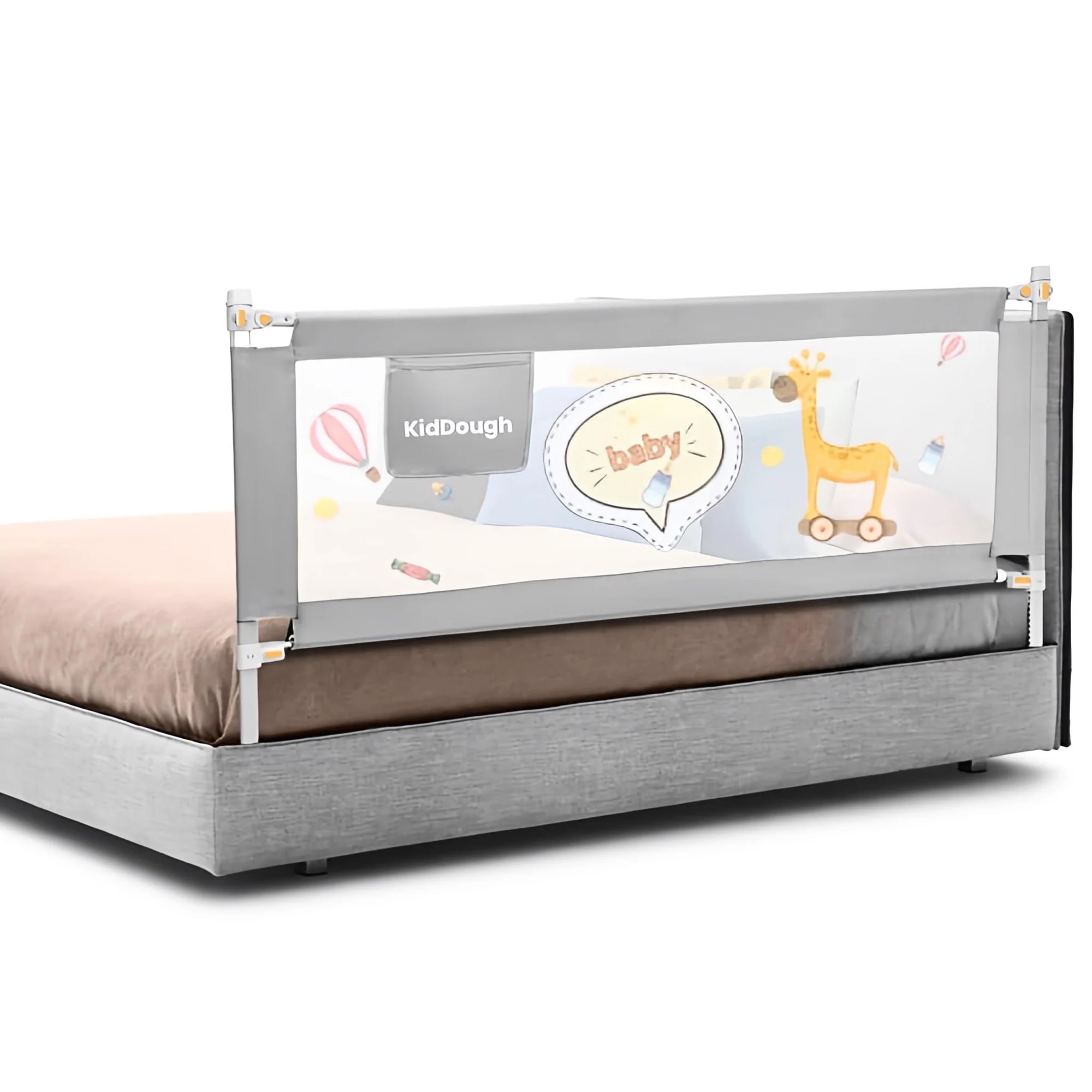 Bed Railing for Baby Safety (5ft, One Side, Grey)