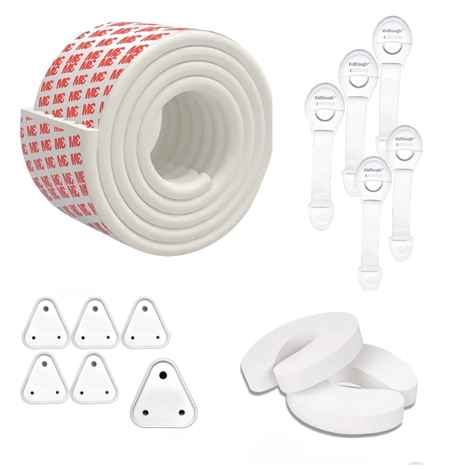 Baby Proofing Kit with 2M Edge Protector, 5 Safety Locks, 6 Socket Guards, 2 Door Guards, White