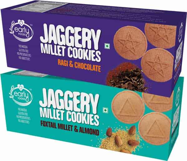 Assorted Pack of 2 - Foxtail Almond & Ragi Choco Jaggery Cookies X 2, 150g each