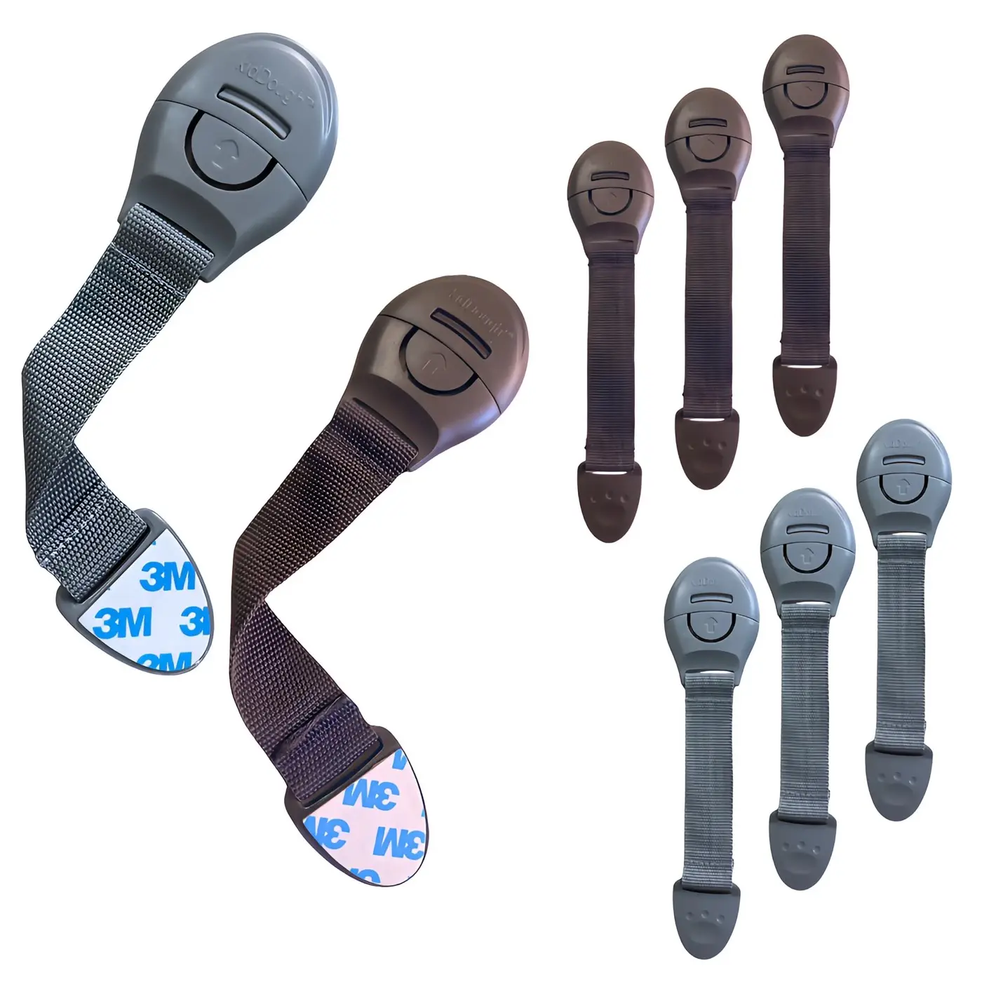 Furniture Safety Locks for Kids - Pack of 4 Brown + 4 Grey