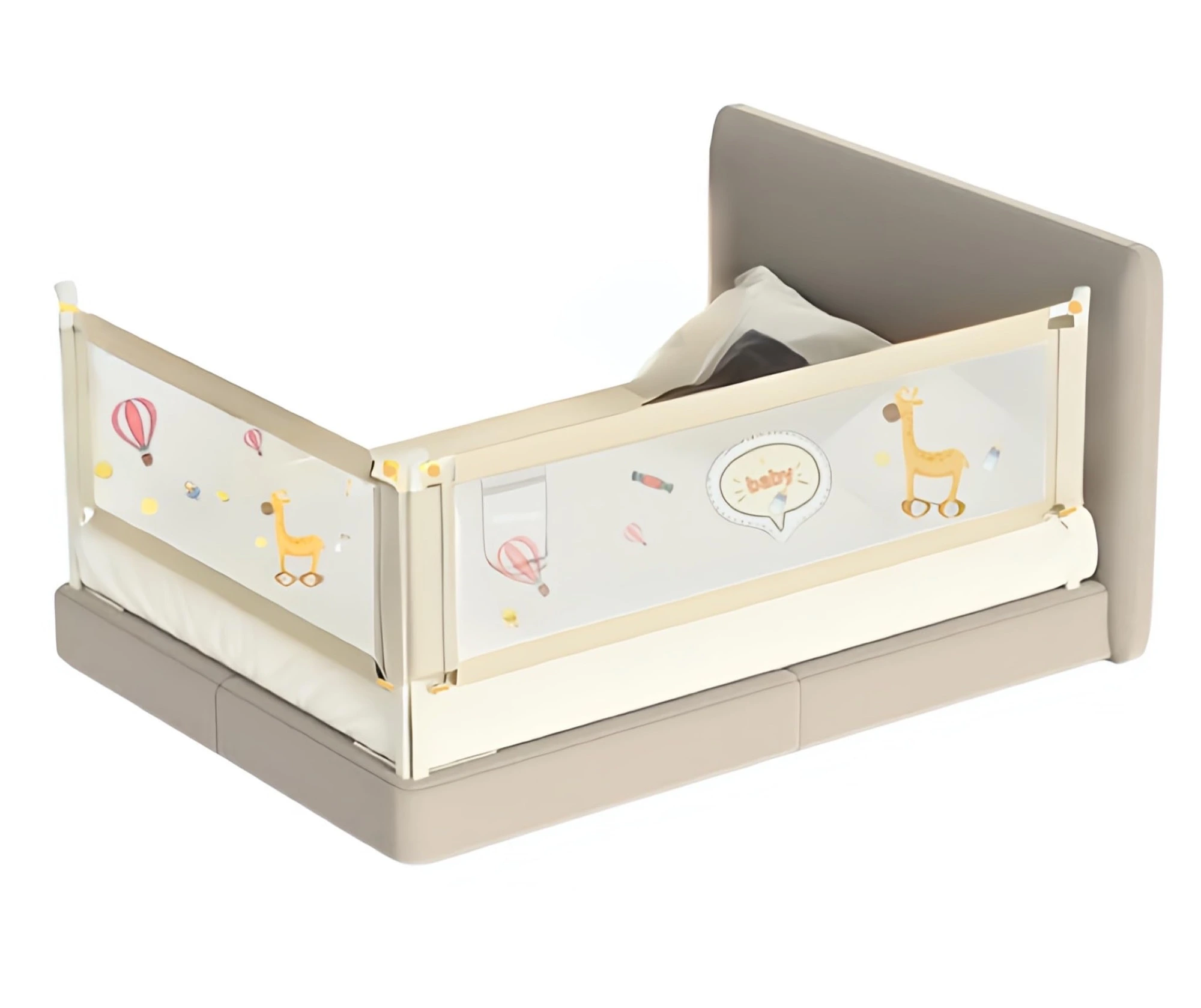 Bed Rail for Baby Safety (6.5ftX6ft, 2 Sides, Off-White)