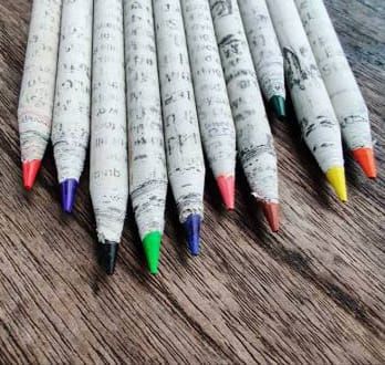 A Tiny Moppet-News paper Colour Pencils - Set of 10 pencils | Pack of 2 | 20 Pencils - ATM-0063