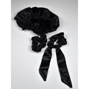 A Tiny Moppet-Satin Bonnet and Scrunchies combo - ATM-0079