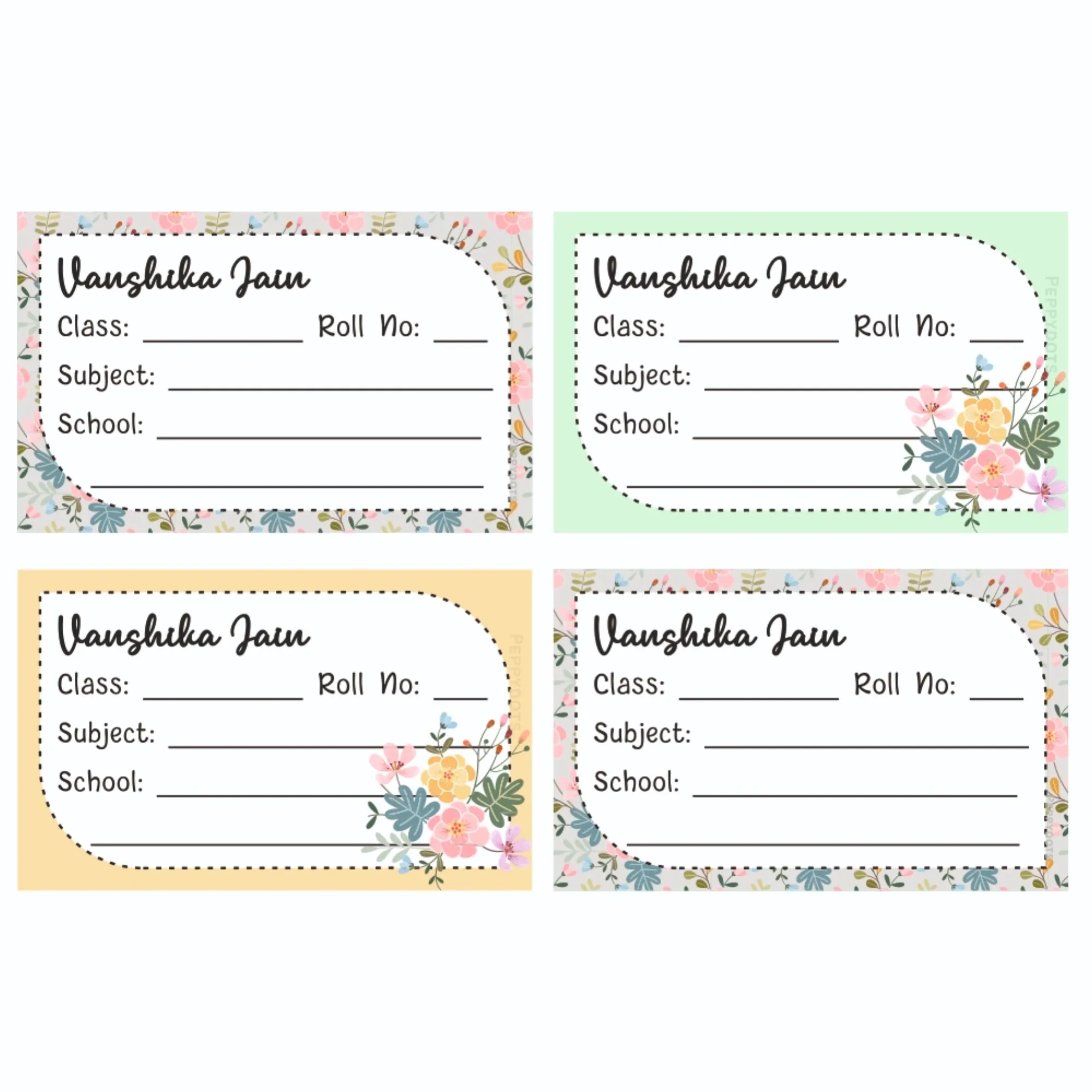 School Book Labels - Bouquet