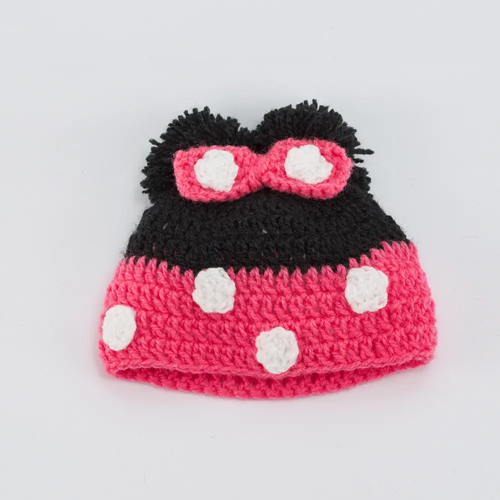 Minnie bow Cap with double pom pom