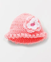 Flower Decorated Crochet Cap