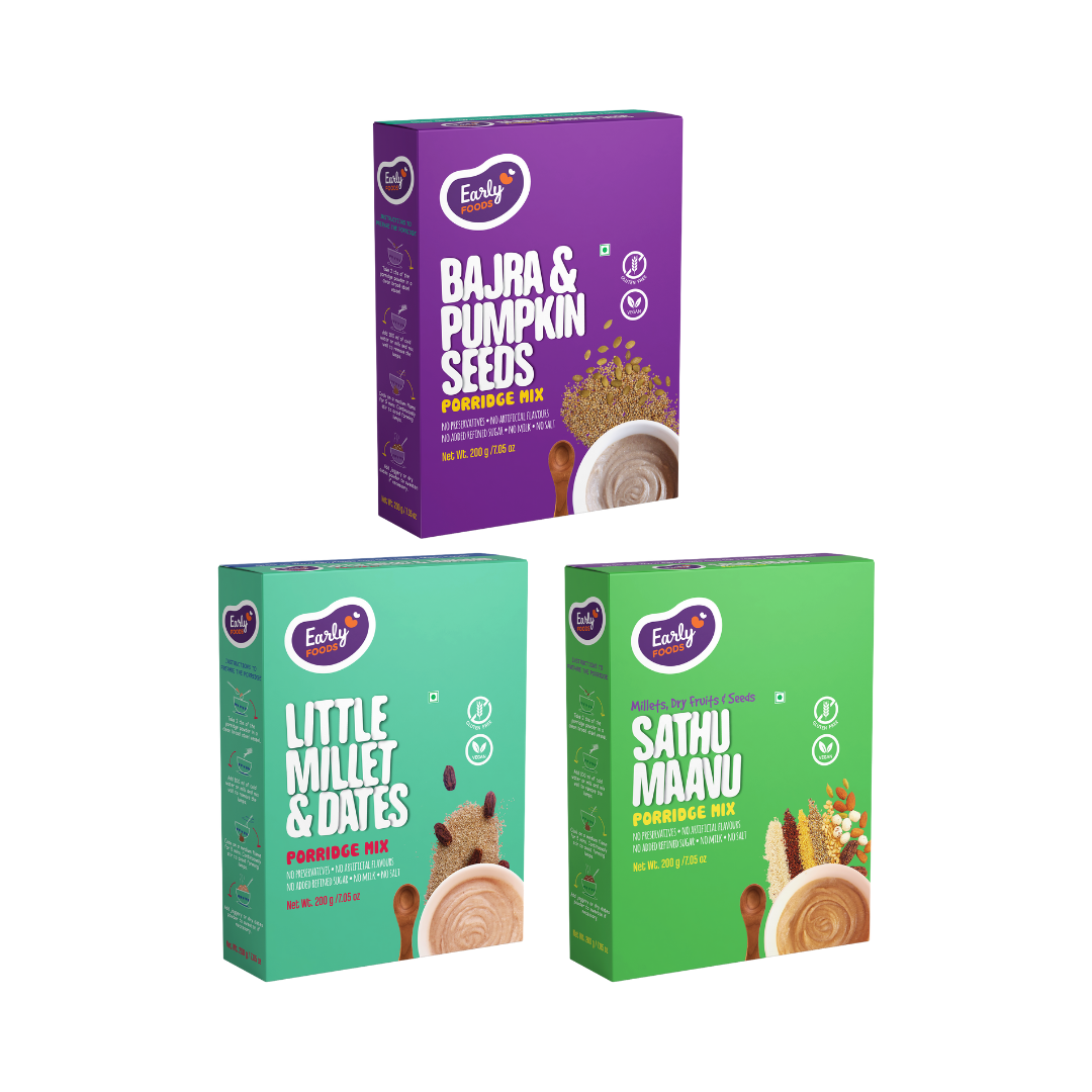 Combo of 3 Millet Porridges - Breakfast Cereal Combo for Kids