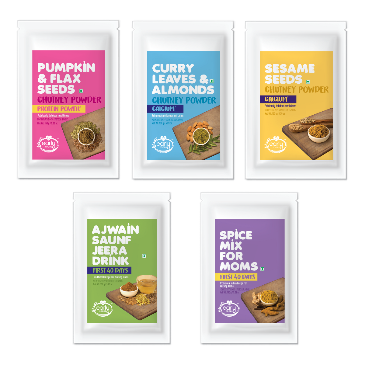 Combo of Spice Mix, Ajwain Drink & Chutney Powders for Moms