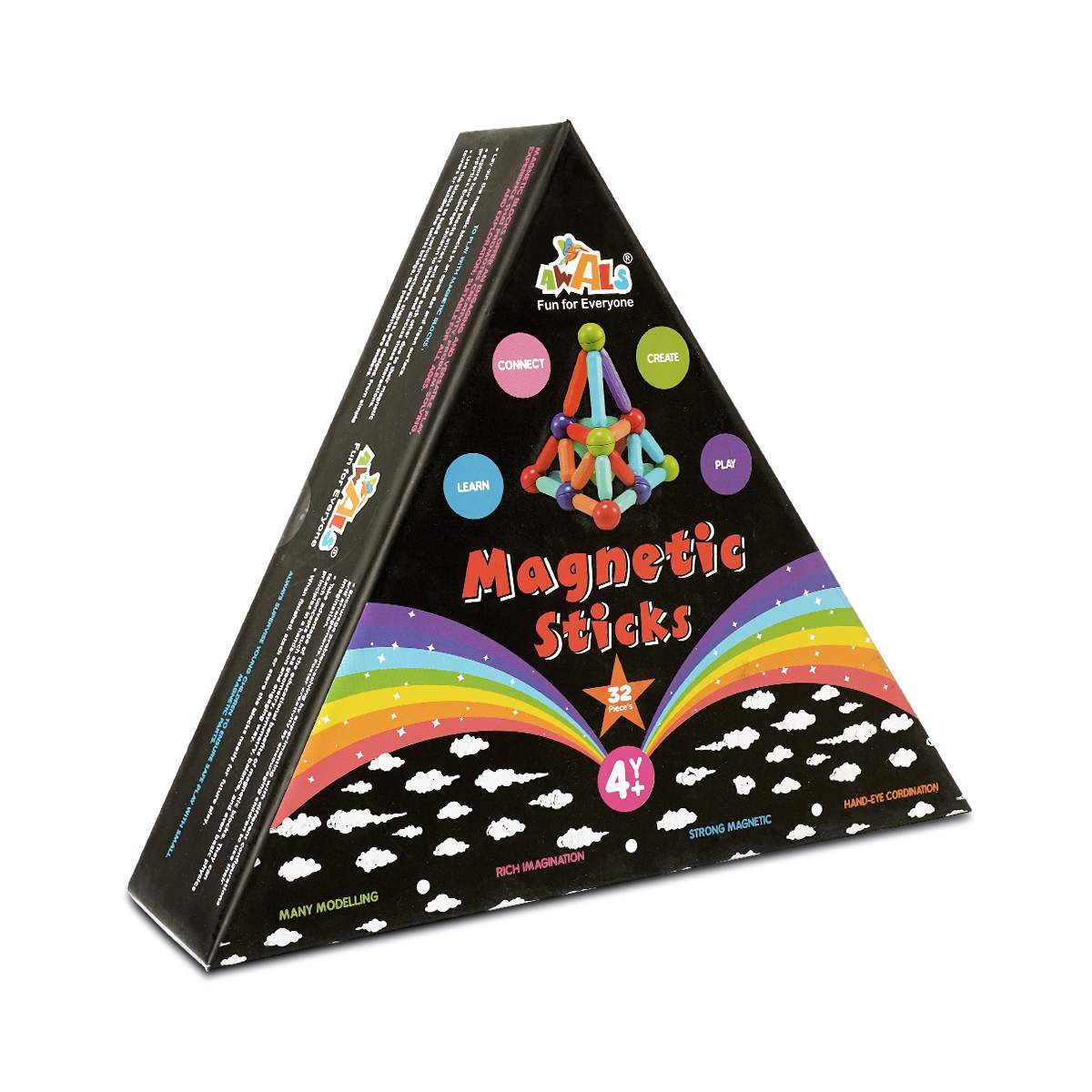 32 Pcs Magnetic Stick Blocks - Connect , Create , Learn and Play