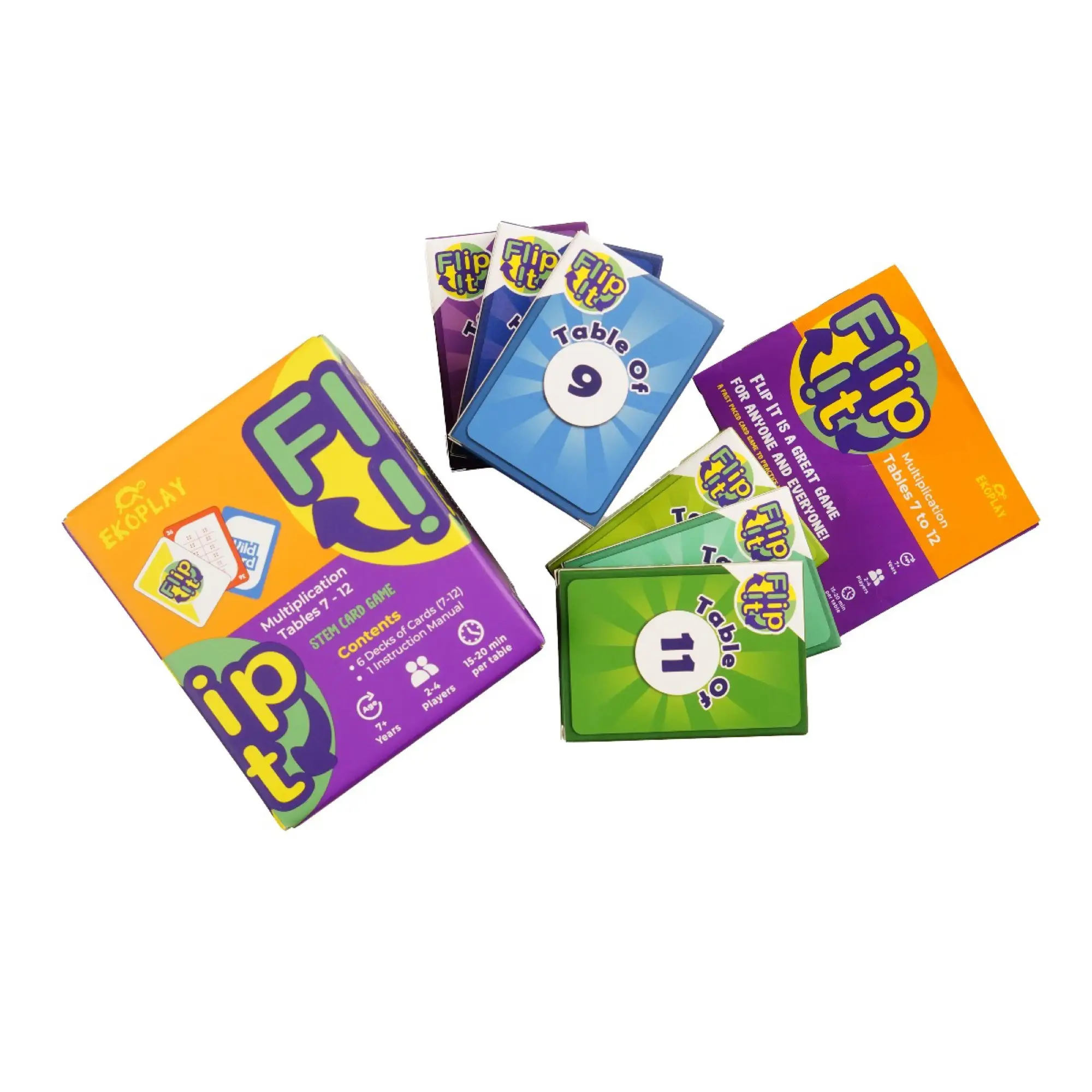 Flip It Card Game Multiplication Tables 7 to 12