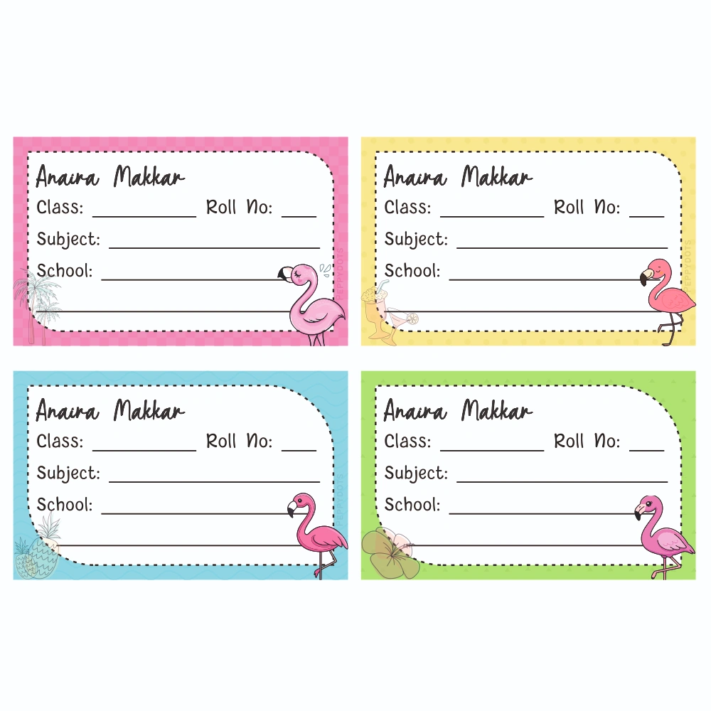 School Book Labels - Flamingo