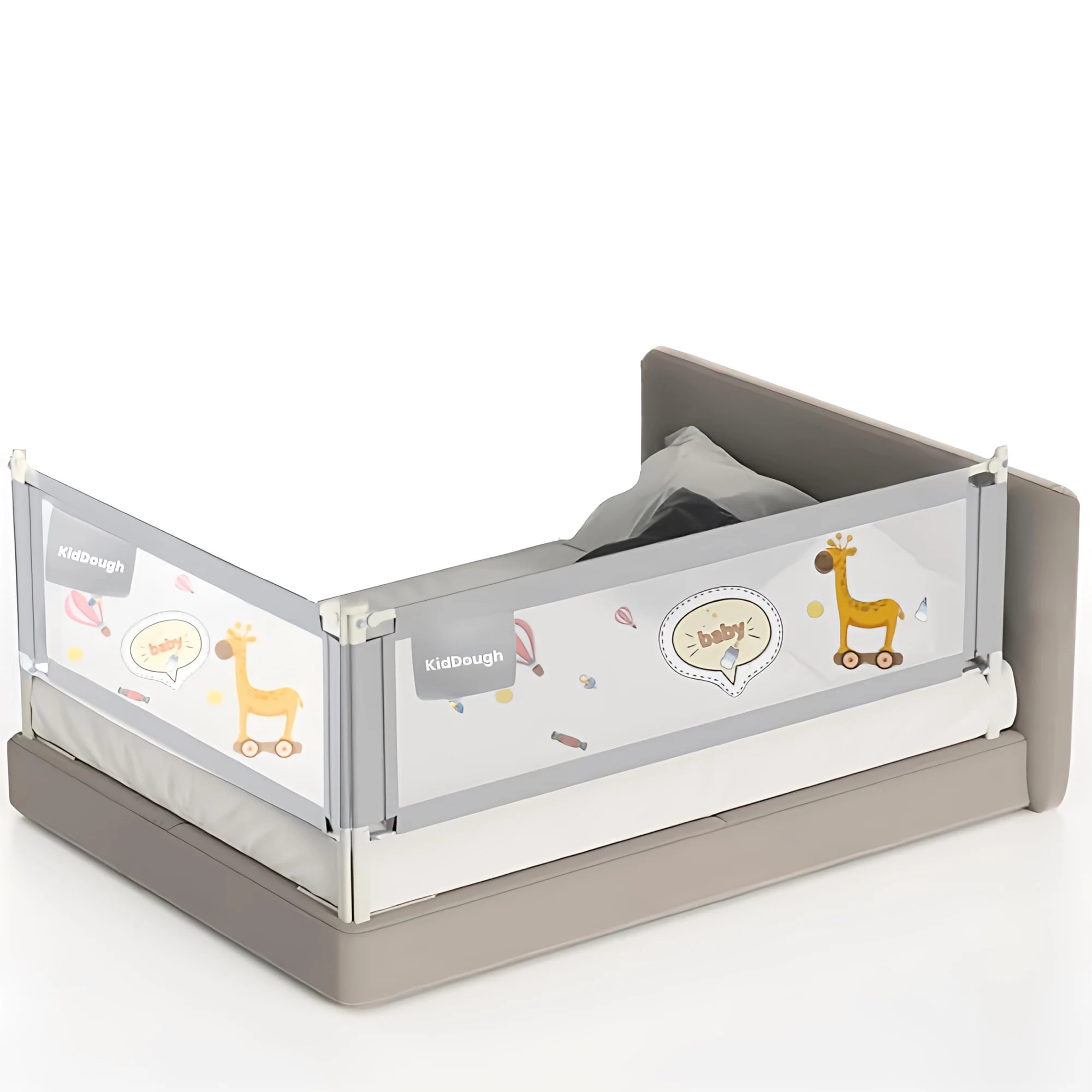 Bed Rail for Baby Safety (6.5ftX5ft, 2 Sides, Grey)