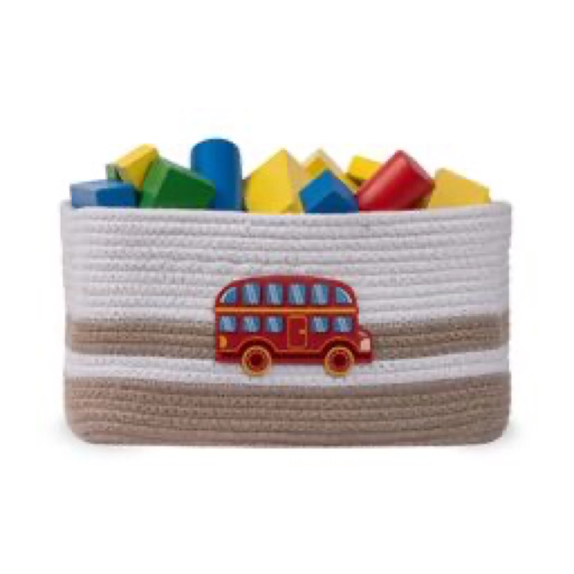 Cotton Rope Transport Trail Small Rectangular Beige Toy Storage Basket