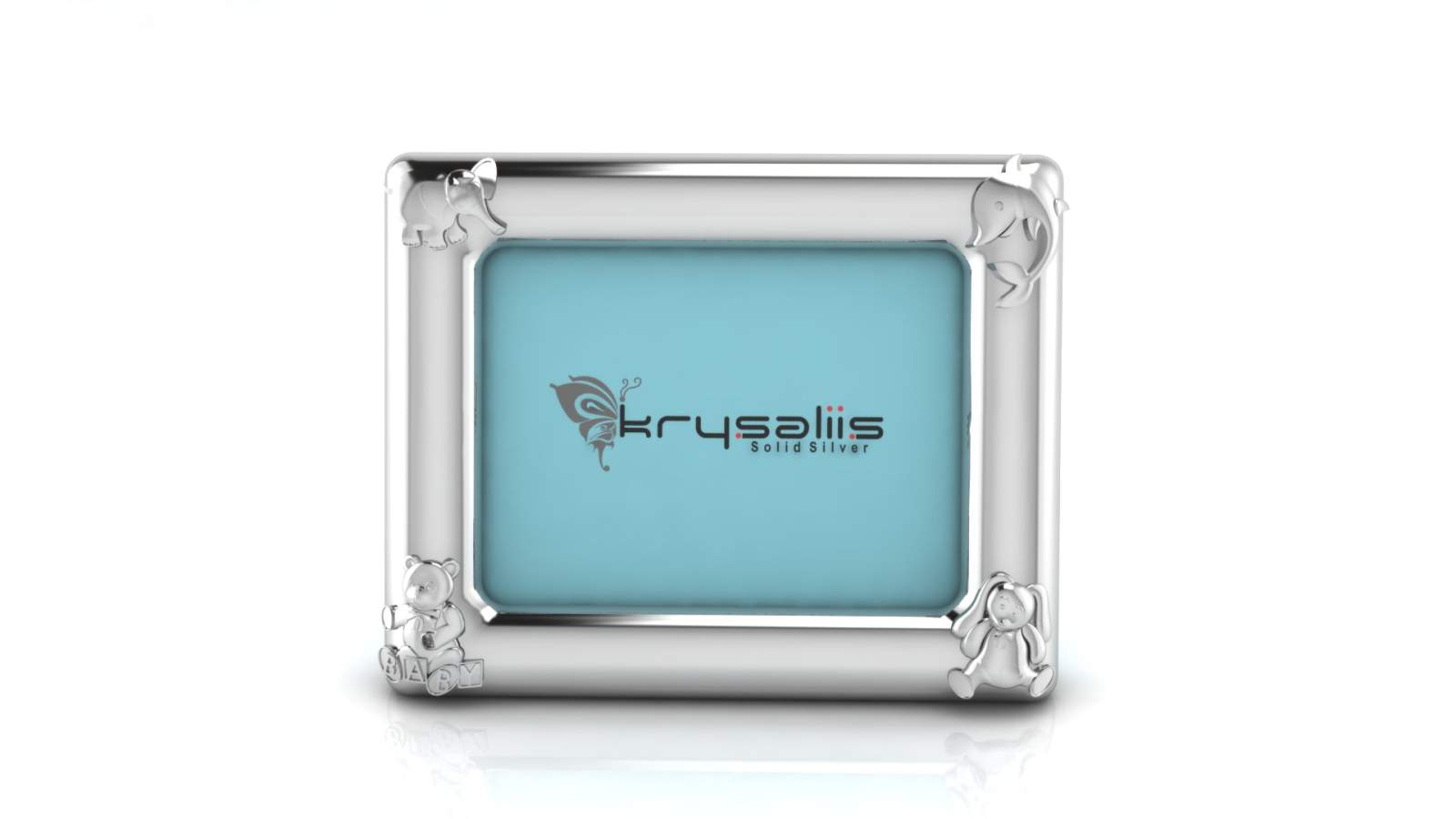 Silver Plated Photo Frame for Baby & Kids- Rectangle with Animal Motifs