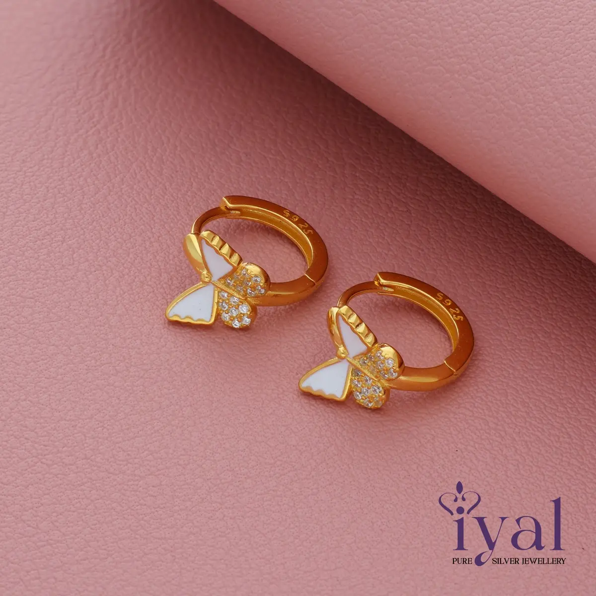 Dainty Butterfly 18K Gold Polish Silver Hoop(5+ Yrs)