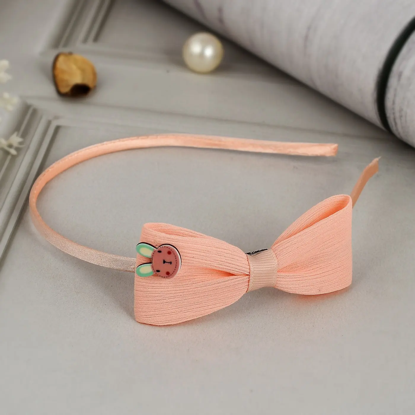 Bow Hair Band -Peach