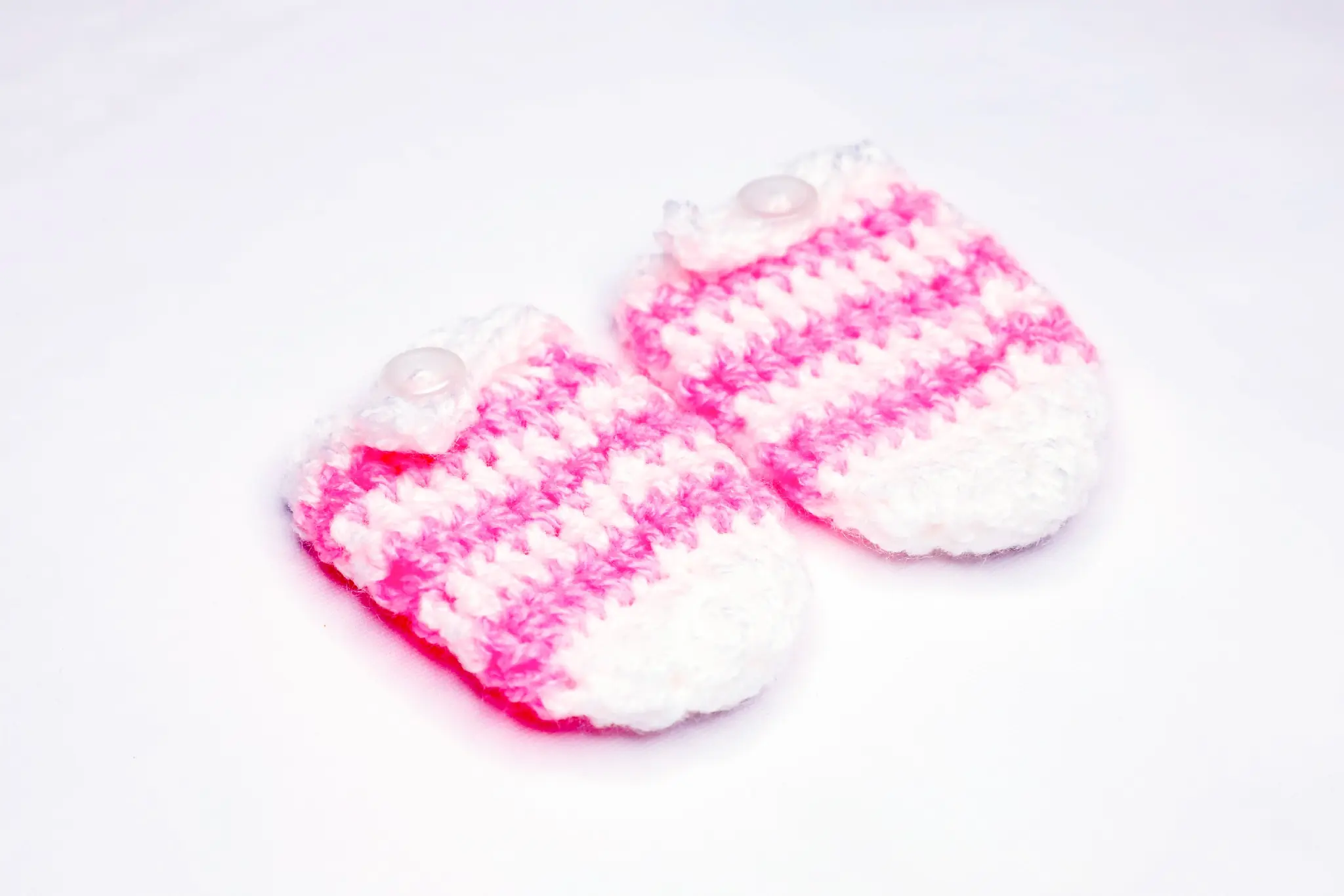 Stripes Mittens Pink & White