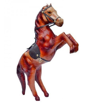 Desi Karigar brown leather horse showpiece available at Li'l Amigos Nest