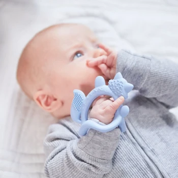 Silicone Wrist Teether Fox Lullaby Blue