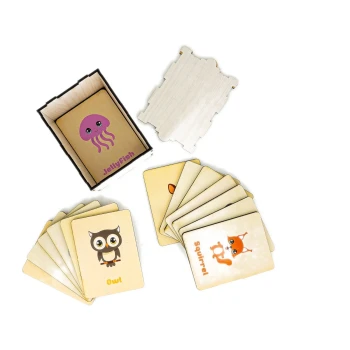 Wooden Animal Matching and Memory Card Game with Storage Box
