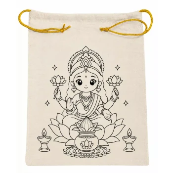 DIY Colouring Goddess Lakshmi Potli Bag