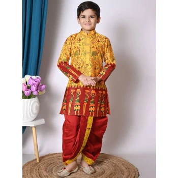Boys Ethnic Motifs Printed Kurta with Dhoti Pant