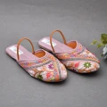 Floral Embroidered & Sequins Embellished Mojaris - Purple