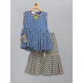 Blue Printed Peplum Top with Printed Sharara