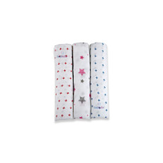 LazyToddler Cotton Organic Muslin Baby Swaddles Set of 3 (PinkStar & Plus)