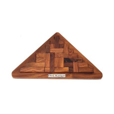 Handmade Pentameno Tangram Triangle Jigsaw Puzzle Game - Brown