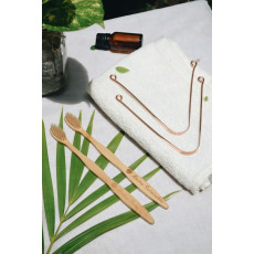 Oral Care Set ‚Bamboo Bristle Toothbrush and Copper Tongue Cleaner (Pack of 2)