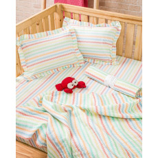 COT SHEET AND PILLOW -ZIG ZAG PRINT