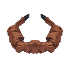 Girls Satin Silk Bow Hairband - Brown-FUNHB523