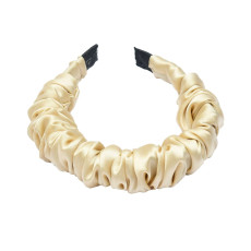 Girls Satin Silk Bow Hairband - Beige-FUNHB525