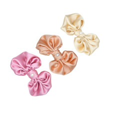 Girls Satin Silk Bows Hair Clips Set of 3 - Multicolor-FUNHC474