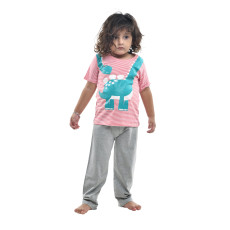 Clothing - Boys Half Sleeves Night Suit Little Dinosaur Print - Multicolor