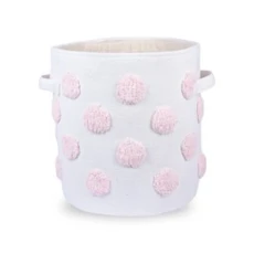 PomPom Medium Round Pink Toy Storage Basket
