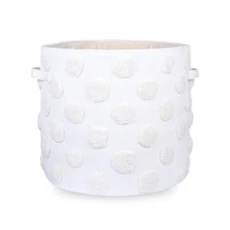 PomPom Extra-Large Round Beige Toy Storage Basket