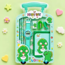 Luggage Packing Stationery Combo – Complete School Essentials Gift Set with Watch, Wallet & - Green