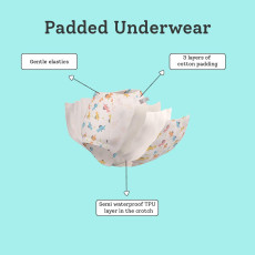 Padded Underwear-Pack of 12- Potty Training Pants for Babies/ Toddlers/ Kids. 100% Cotton,Padded,Semi Waterproof, Pull Up Unisex Underwear Trainers For Girls and Boys-Star Gazer (Size 1-3)