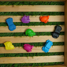 Handmade Mini Vehicle Crayon Set of 8