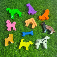 Handmade Dog Theme Shaped Crayons Set of 9