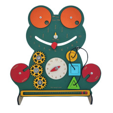 Flippy Frog Wooden Busy Board Game for Kids and Toddlers, 10+ Activities with Stand - Interactive Montessori Educational Toy - Sensory Toys for Kids - Colorful, Durable and Safe