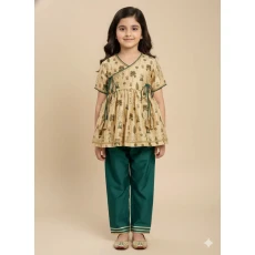 Beige Cow print angrakha set