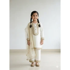 Off White Velvet Kurta Co-ord Set