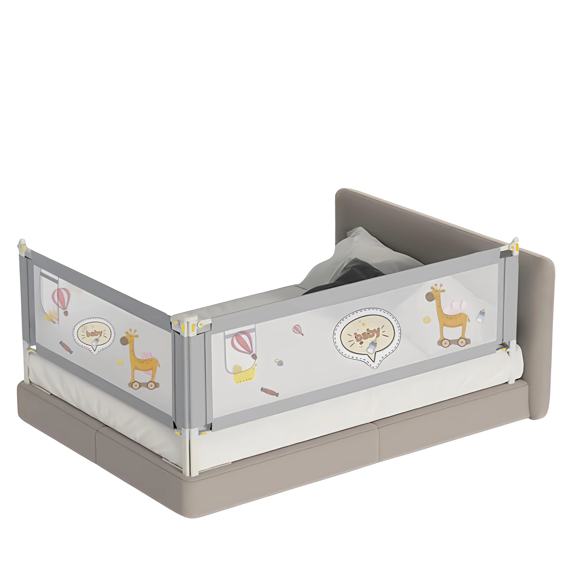 Bed Rail for Baby Safety (6.25ftX6ft - 2 Sides, Grey)