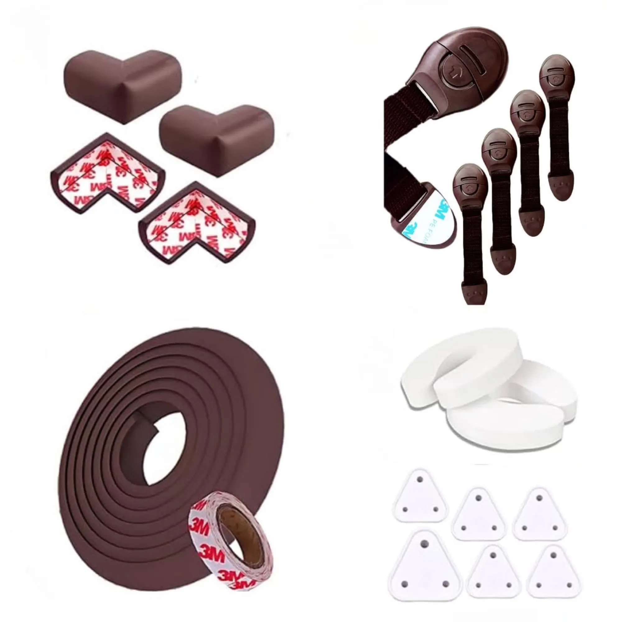 Baby Proofing Kit with 5Mtr Edge Protector, 4 Corner Guards, 5 Safety Locks, 6 Socket Guards, 2 Door Guards, Brown