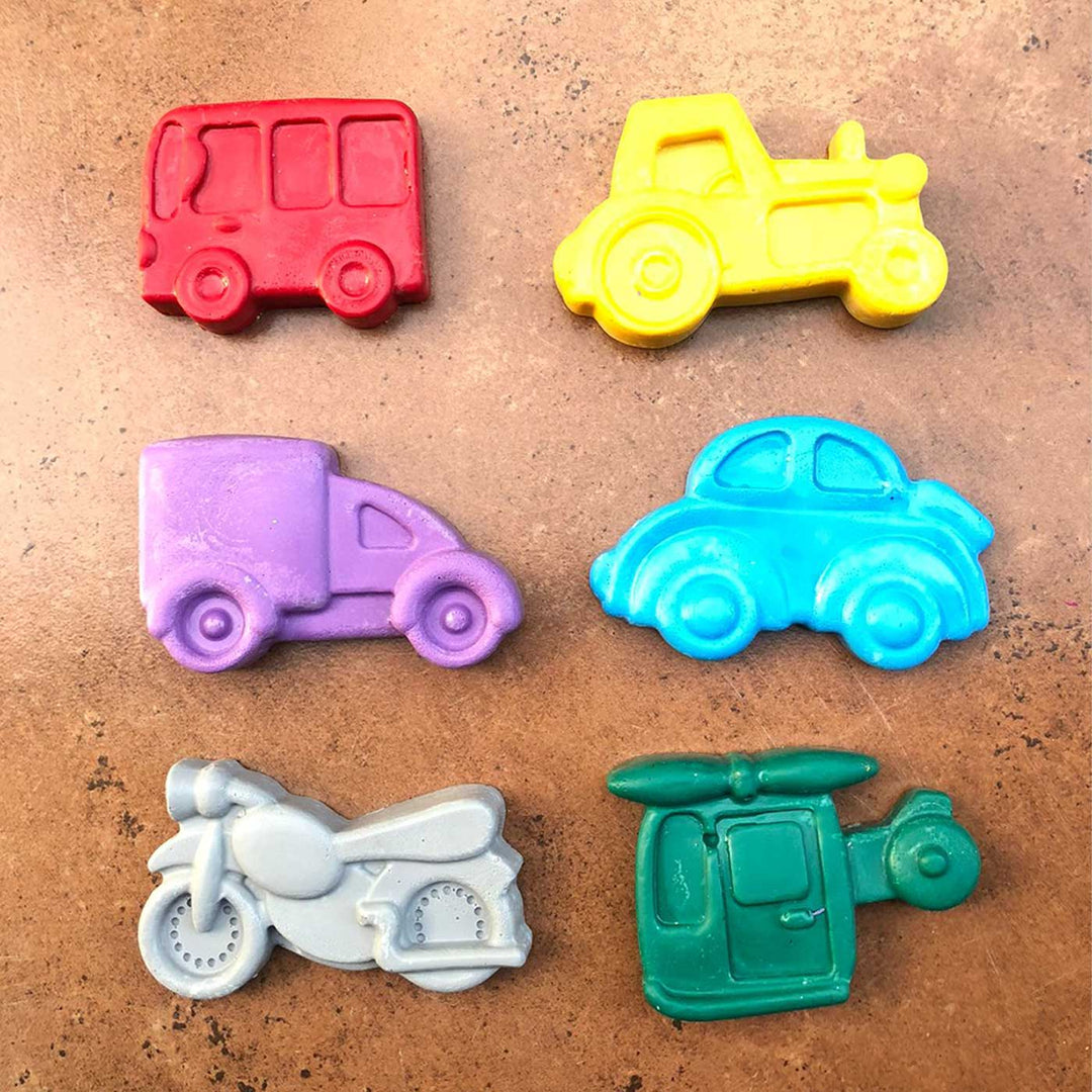 Handmade Jumbo Vehicle Crayon Set of 6