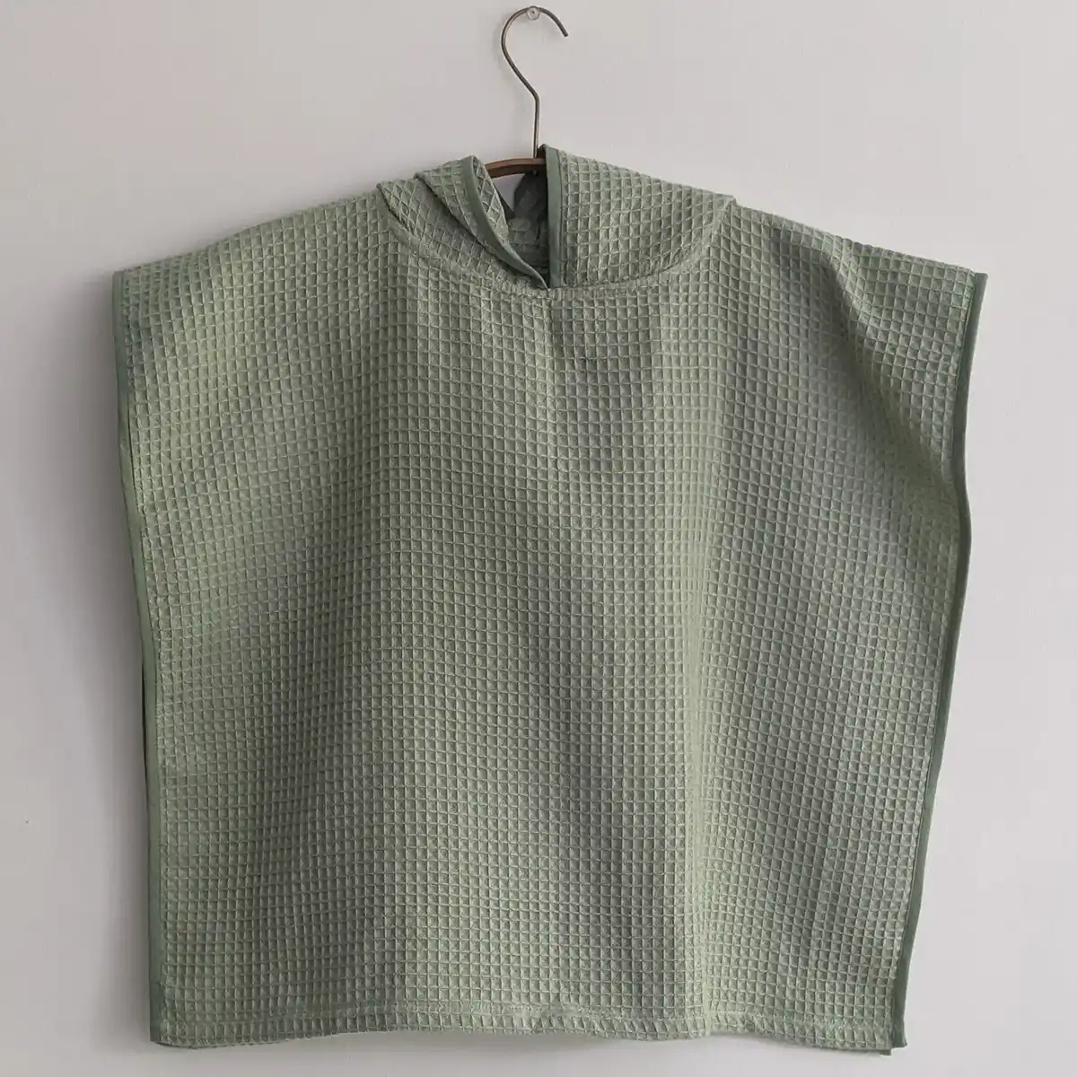 ORGANIC WAFFLE HOODED PONCHO TOWEL SET - MINT